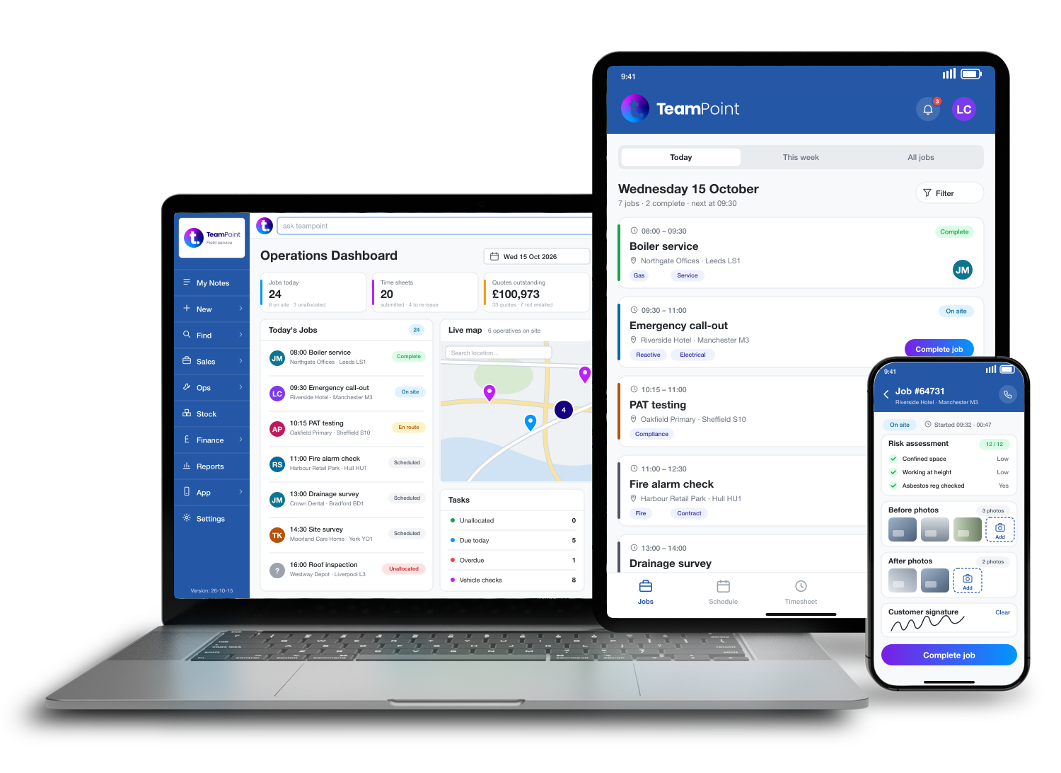 TeamPoint on a laptop, tablet and phone