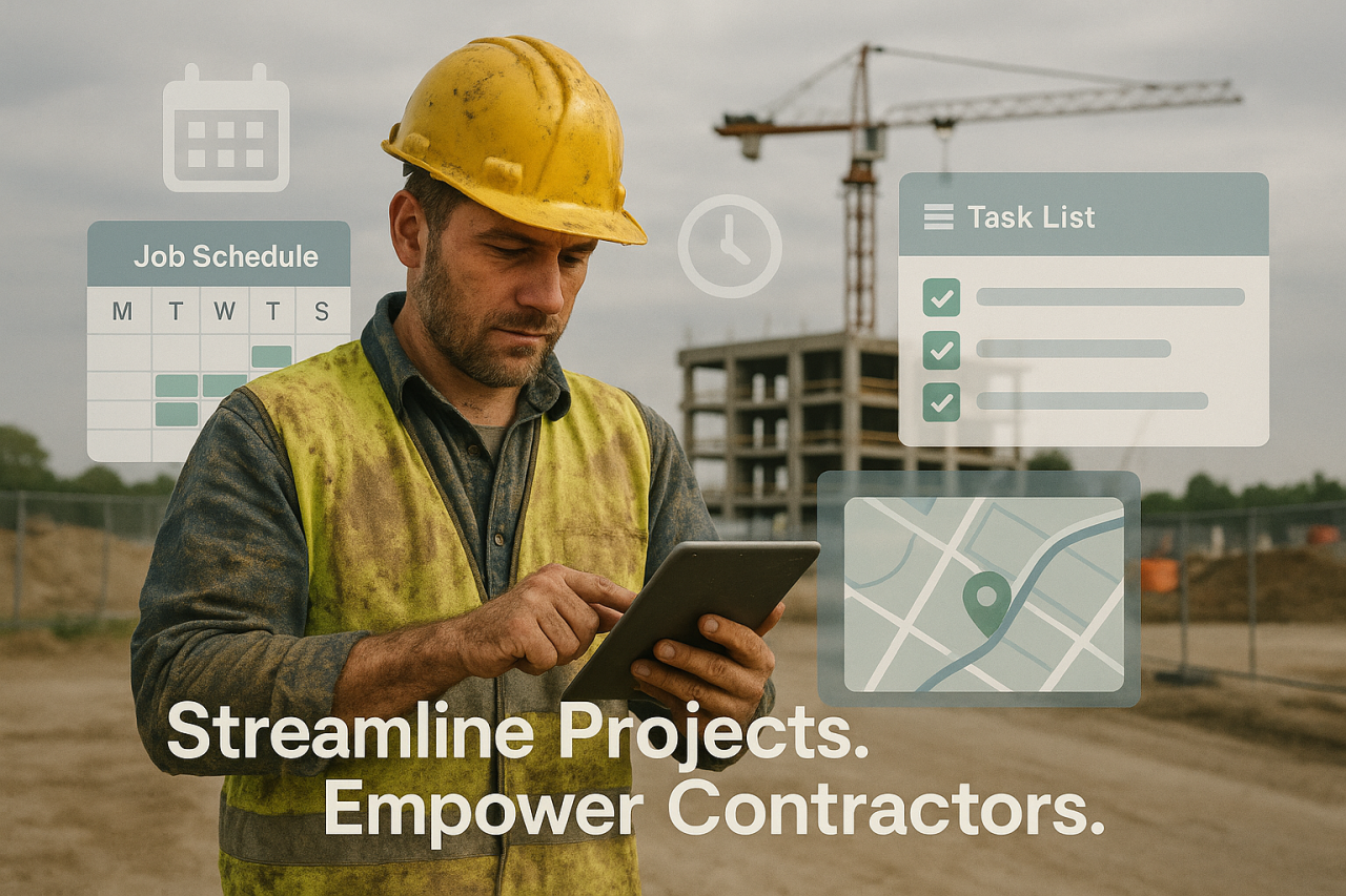 Field worker using mobile device.
